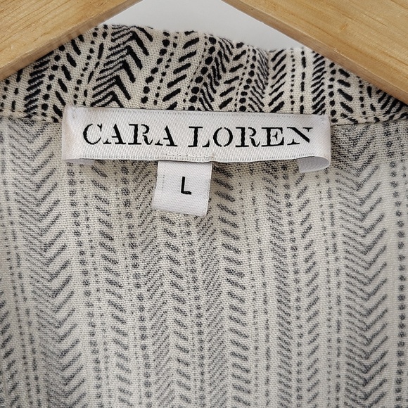 Cara Loren Women's Button Up Striped Blouse Large Cream Black Crop Top - Picture 4 of 8